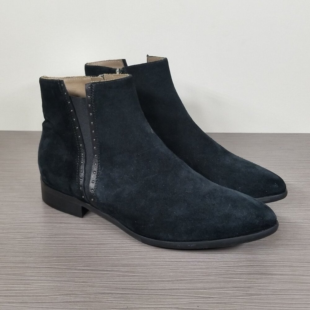 Italeau Miralda Waterproof Zip Ankle Bootie, Black Suede, Womens Size 6.5 M / 37
